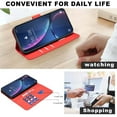 thumbnail image 4 of For Samsung Galaxy A16 5G Wallet Phone Case,RFID Blocking Card Slots Holder Premium PU Leather,Flip Folio Kickstand,Line Embossing Designing,Magnetic Closure,Shockproof Anti-fall Phoe Case,Red, 4 of 8