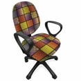 thumbnail image 1 of Colorful Office Chair Slipcover, Stitch-Like Digital Mix Motifs Pattern with Inner Triangle Round Shapes Image, Protective Stretch Decorative Fabric Cover, Standard Size, Multicolor, by Ambesonne, 1 of 5