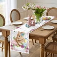 thumbnail image 4 of Happy Easter Table Runner 48 Inches Long for Kitchen Dining, Cute Rabbits Eggs Daisy Flowers Plants Watercolor Dresser Scarf Farmhouse, Dining Table Decorations for Wedding/Parties, 13 x 48 In, 4 of 8