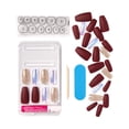 thumbnail image 3 of Kiss Glam Fantasy Ultimate Illusion, Long Coffin Shape Fake Nails - 28pc Dark Red, Gold & Silver, 3 of 4