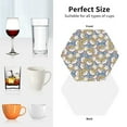 thumbnail image 6 of Lsque Cute Rabbit Pattern 4" Drink Coasters Set of 4, PVC Leather Absorbent Coasters, Table Coaster Set Decorative Coffee Cup Coasters Housewarming Gift -Hexagon, 6 of 6
