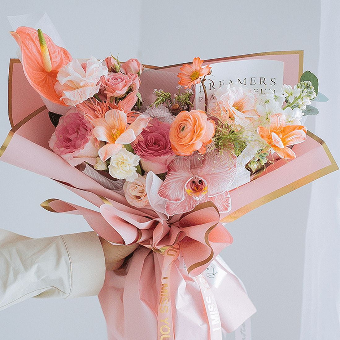 Gold plated Paper Flower Shop Rose Flower Bouquet Package - Temu