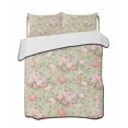 thumbnail image 2 of Pink Flowers Twin Size Down Alternative Comforter, Lightweight Comforter Quilt Bedding Set with Pillow Shams Green Country Botanical Floral Leaves All Seasons Bed Comforter Duvet Insert 68"x86", 2 of 7