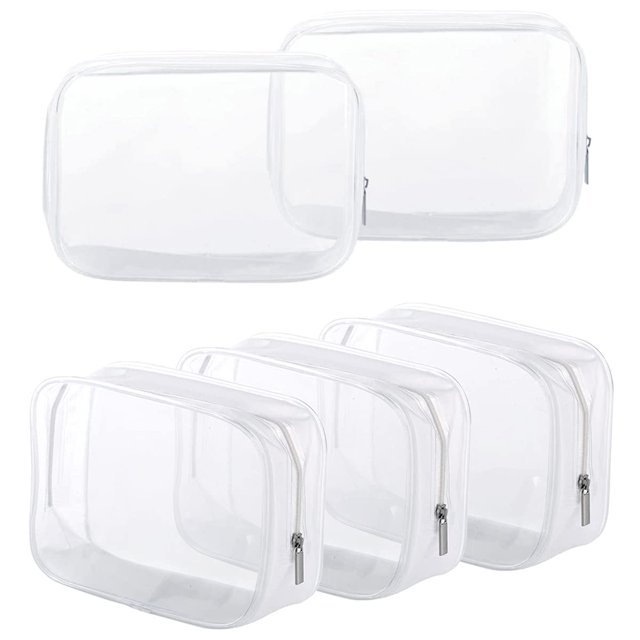 Bolsa de aseo Homtable, paquete de 5 unidades, de plástico transparente, aprobada por la TSA