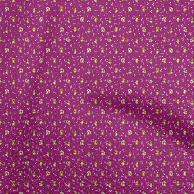 oneOone Rayon Dark Magenta Fabric Animal Craft Projects Decor Fabric Printed By The Yard 56 Inch Wide