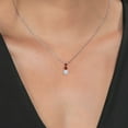 thumbnail image 3 of Gem Stone King White Moissanite and Red Garnet 3 Stone Pendant Necklace for Women (1.02 cttw, Gemstone Birthstone, Round 5MM, 4MM and 3MM, with 18 inch Chain), 3 of 3
