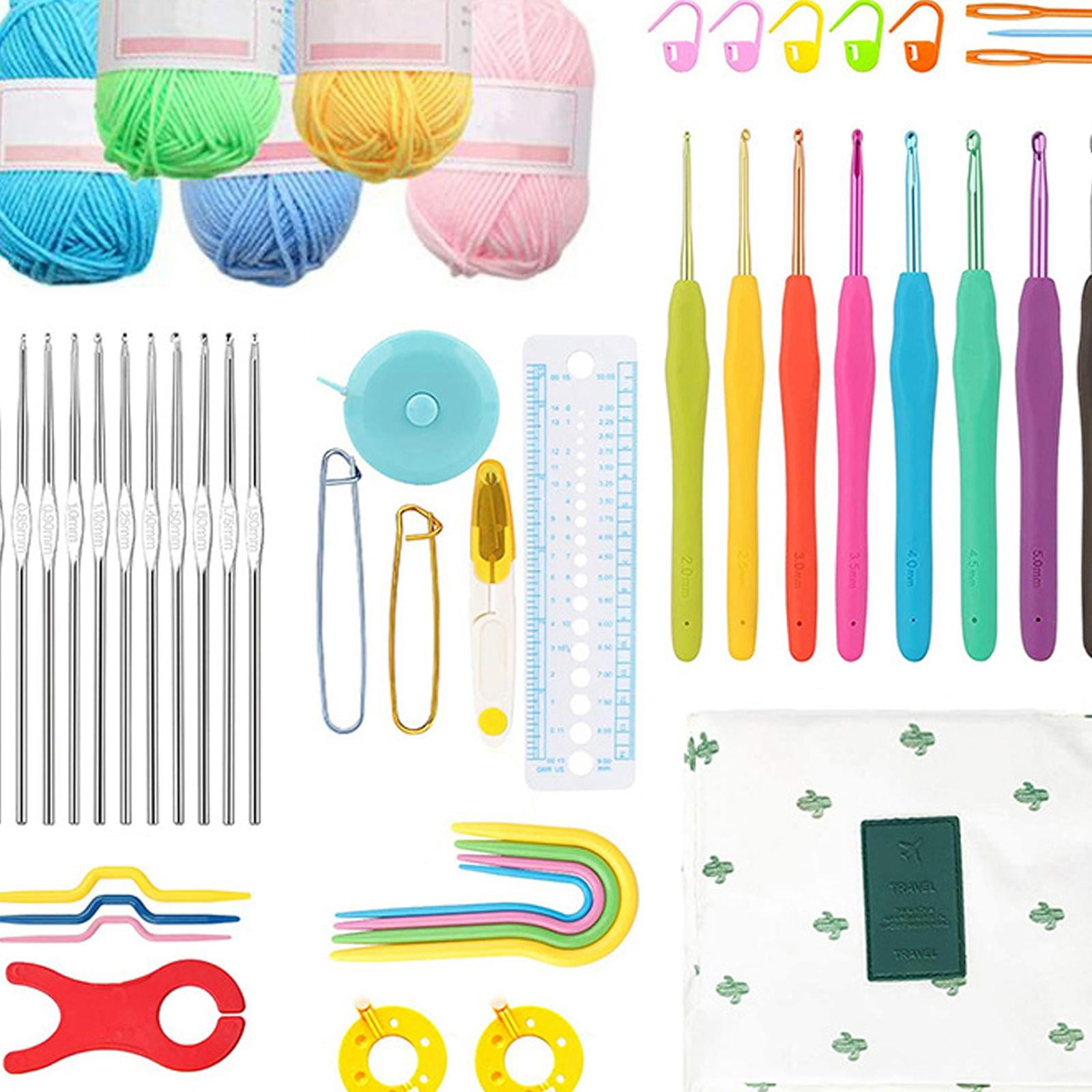 Wxqbjtam Crochet Hooks Knitting Needles Knit Gauge Scissors Stitch Holders for Beginners Blue Flower