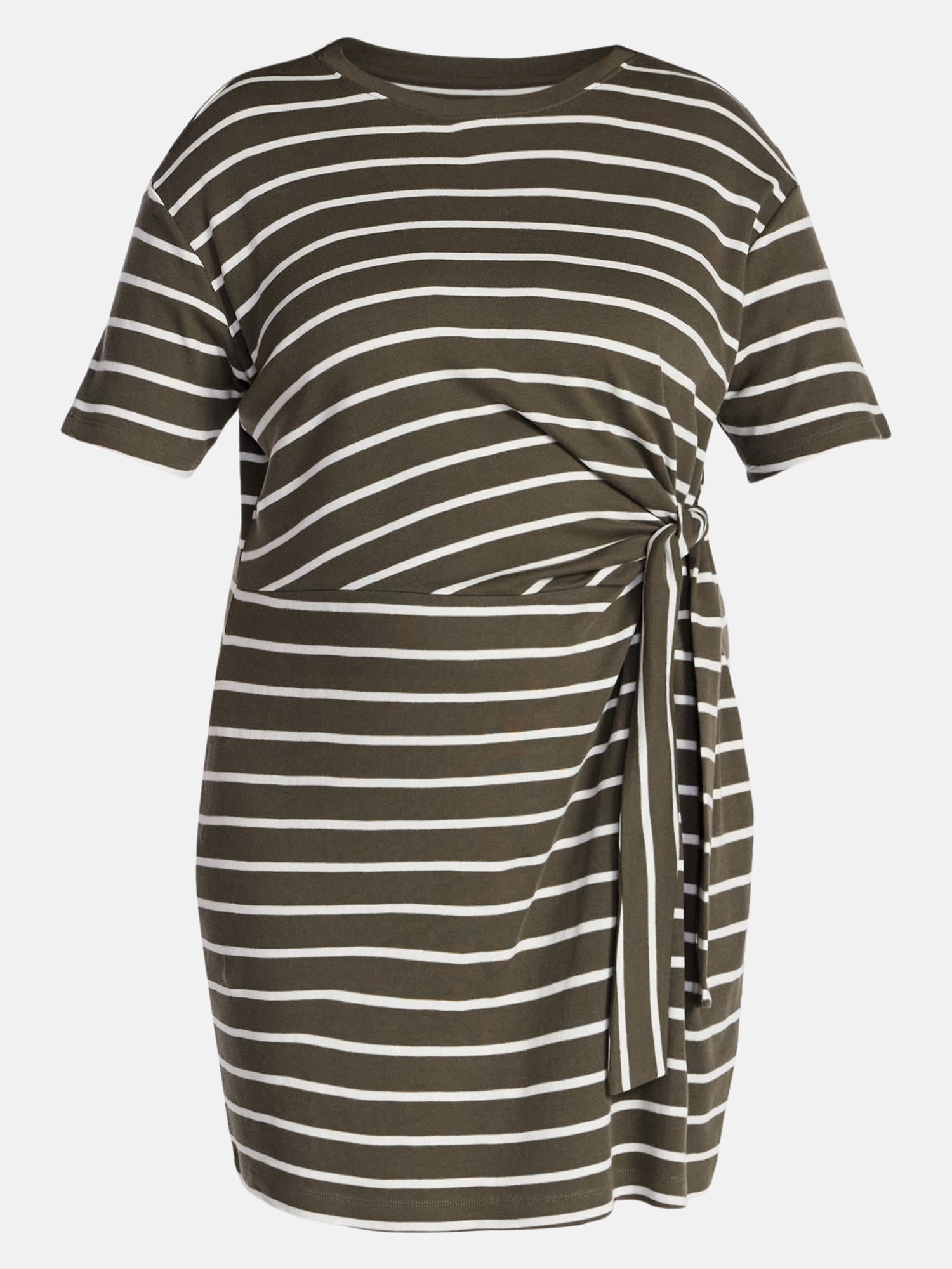 Terra & Sky Women’s Plus Front Twist Dress with Short Sleeve, Size 0X-5X