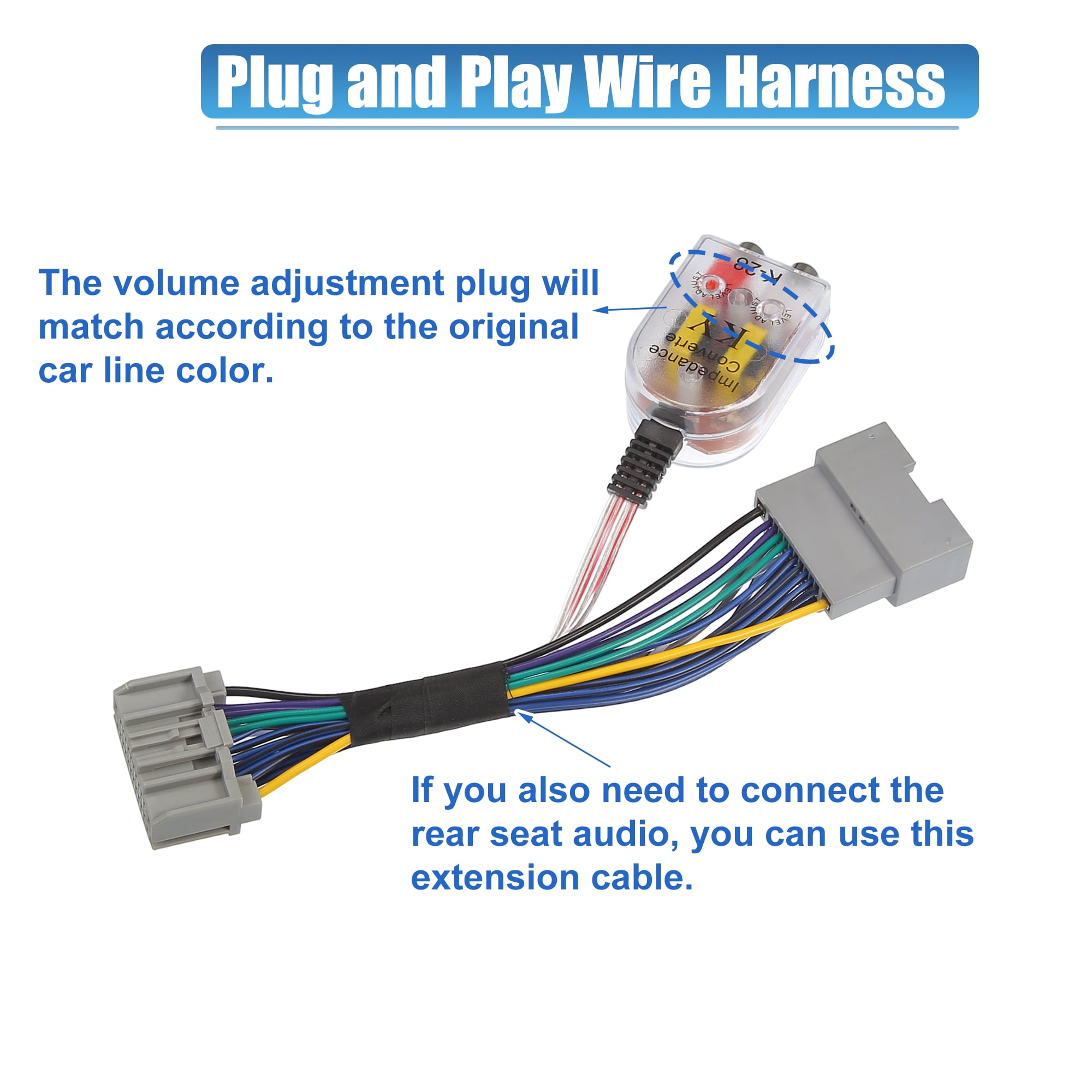 Unique Bargains Radio Amp Subwoofer Amplifier Plug Play Wire Harness Adapter
