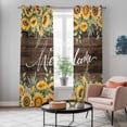 thumbnail image 6 of Kitchen Curtains 84 Inch Length 2 Panels, Sunflower Grommets Window Treatment Curtain, Yellow Summer Botanical Wooden Farmhouse Thermal Curtains Drapes for Living Room/Bathroom, 6 of 9