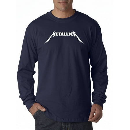 - New Way 925 - Unisex Long-Sleeve T-Shirt Metallica Metal Rock Band Logo Medium Navy