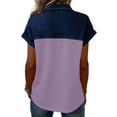 thumbnail image 4 of Nestiefly Womens Spring Tops Casual Short Sleeve Summer Shirts for Women Button Down Denim Collar T Dressy Light Purple M, 4 of 5