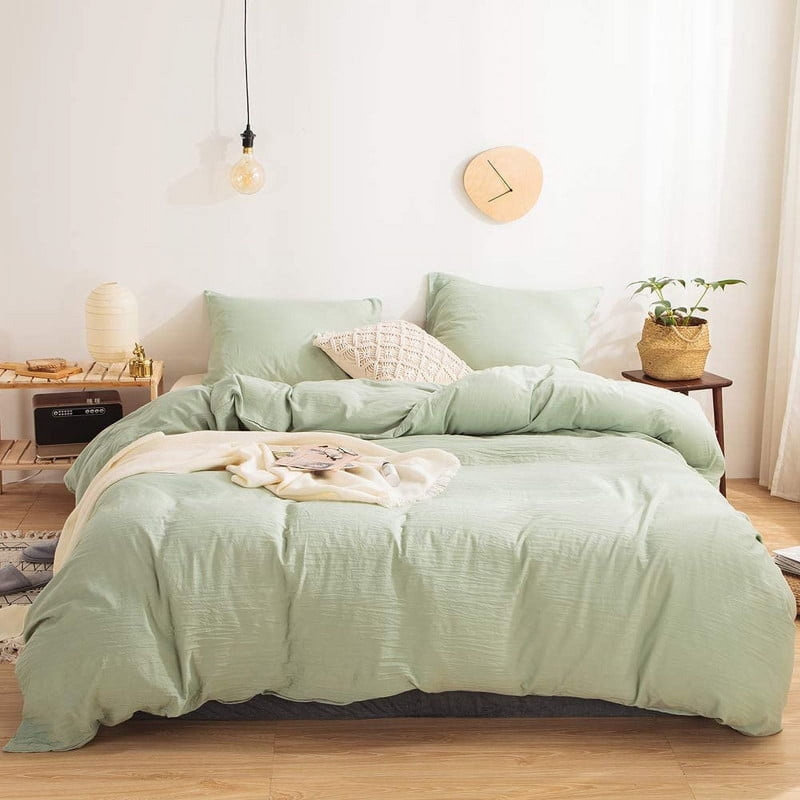 Pavish Export Sage Green Duvet Cover Twin Size Modern Minimalist Style Solid Color Bedding Set 3 Pieces Soft Comforter Covers