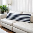 thumbnail image 3 of Navy Blue Gray Stripe Body Pillow Cover 20x54, Modern Farmhouse Horizontal Striped Decorative Pillowcase with Zipper, Microfiber Pillow Protector, Soft Breathable Long Lumbar Pillowcases for Women, 3 of 9