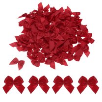 Uxcell 150Pcs Mini Ribbon Bow 1" Mini Fabric Satin Ribbon Flower Bows for Craft DIY Sewing Wedding Birthday Party Gift Wrap Bows Wine Red