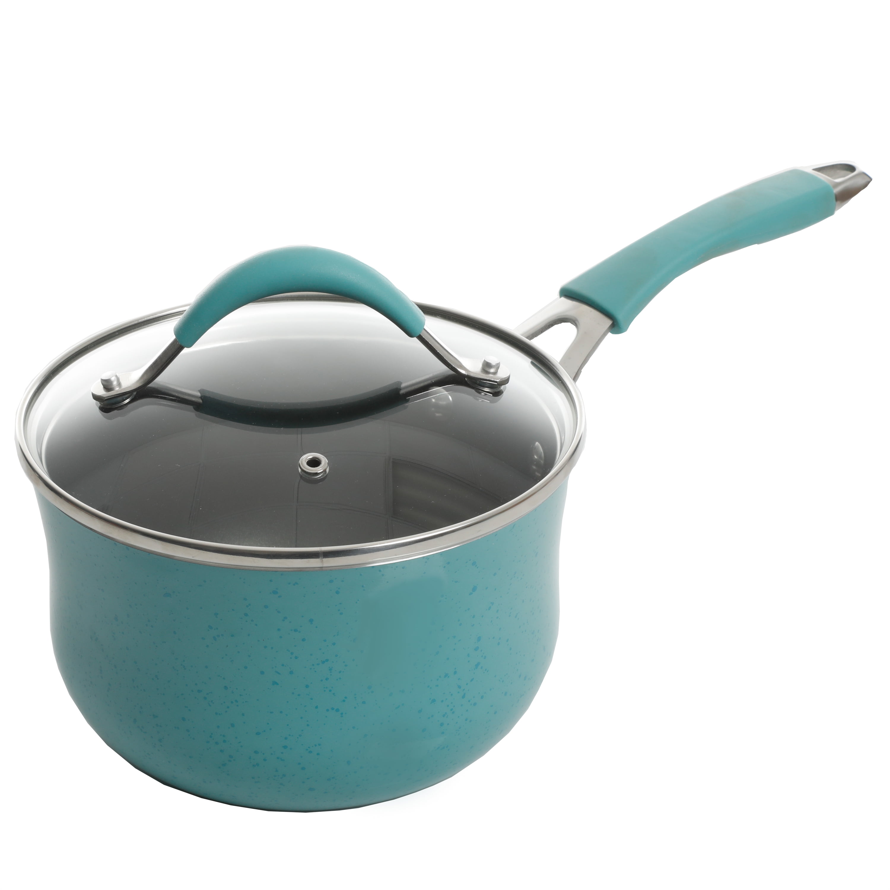 The Pioneer Woman Vintage Speckle 24-Piece Cookware Combo Set in Turquoise Bundle with Copper Charm Stainless Steel Copper Bottom Cookware Set, 10