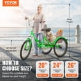thumbnail image 2 of VEVOR Triciclo plegable para adultos, triciclo plegable para adultos de 24 pulgadas, bicicleta de crucero de 3 ruedas de acero al carbono con canasta grande y asiento ajustable, 2 of 9