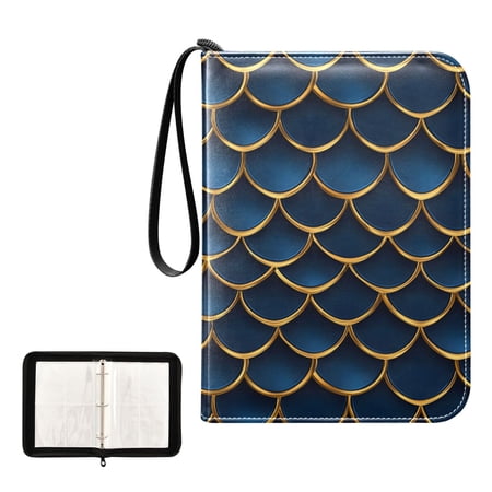 ALAZA 3d Dragon Scales Blue Trading Card Binder 4 Pocket Cards Collection Album 400 Folder Holder