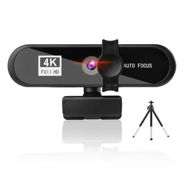 Computer Webcam Auto-focusing HD USB Online Adjustable PC Camera with Microphone Wired Replacement External Web Cam Camcorder Black 4K