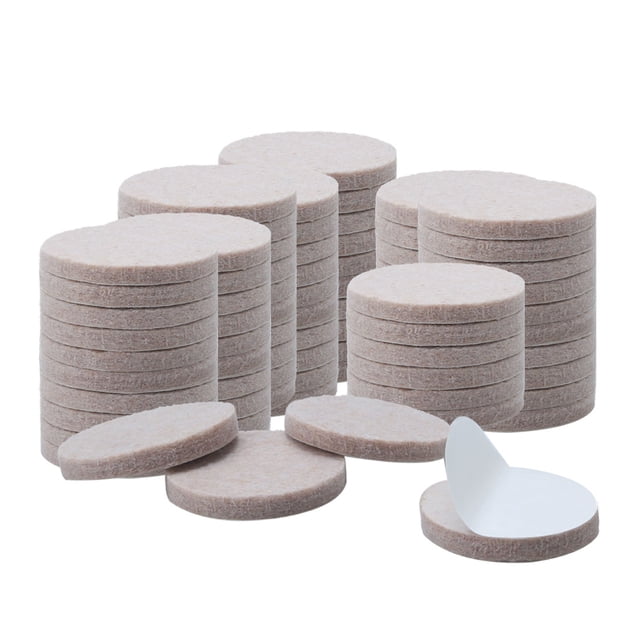 Uxcell 3/4" Almohadillas redondas autoadhesivas de fieltro antideslizantes para pisos, color beige, paquete de 80