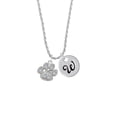 thumbnail image 2 of Delight Jewelry Silvertone Large Paw with Clear Crystals Silvertone Script Initial Disc - W - Charm Necklace, 20"+3", 2 of 4