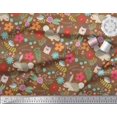 thumbnail image 2 of Soimoi Polyester Crepe Fabric Floral,Rabbit & Porcupine Cartoon Print Sewing Fabric Yard 52 Inch Wide, 2 of 3