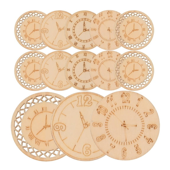 Tineasur Wooden Clock Cutouts for Home Beige Paintable Craft Supplies DIY Unfinished Wood Slices 16pcs