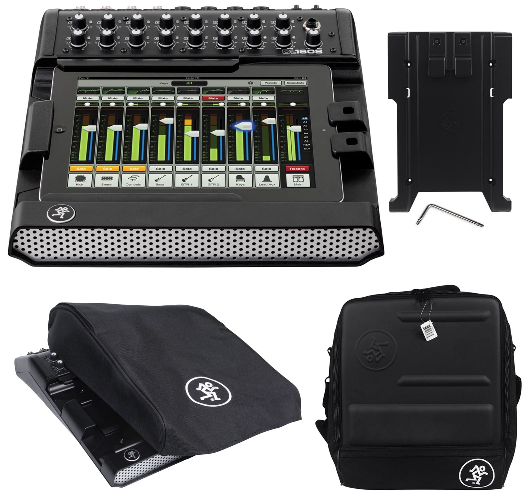 Mackie DL1608 Lightning 16ch. Mixer w/lPad Control+Bag+iPad Tray Kit
