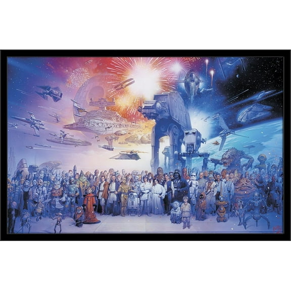 Star Wars: Saga - Galaxy Wall Poster, 22.375" x 34", Framed