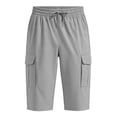 thumbnail image 4 of Oiangi Women's Cargo Shorts Elastic Waist Drawstring Hiking Shorts Straight Leg Athletic Shorts with Multi-Pocket Gray L, 4 of 8