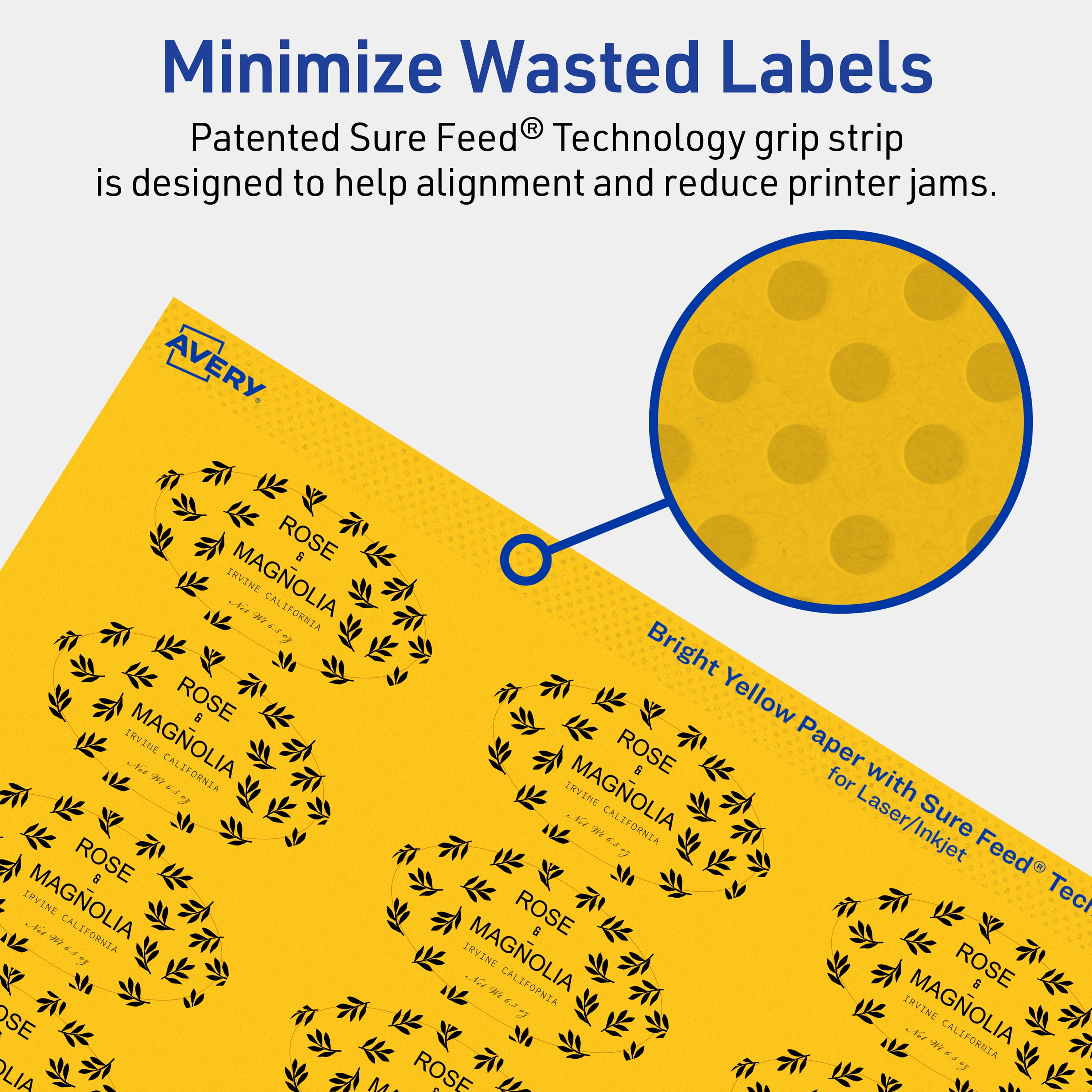 Avery Printable Oval Labels, Bright Yellow, 1" x 2", 960ct