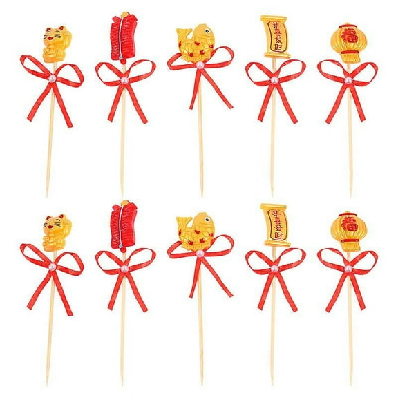 The New 10pcs New Year Cake Topper