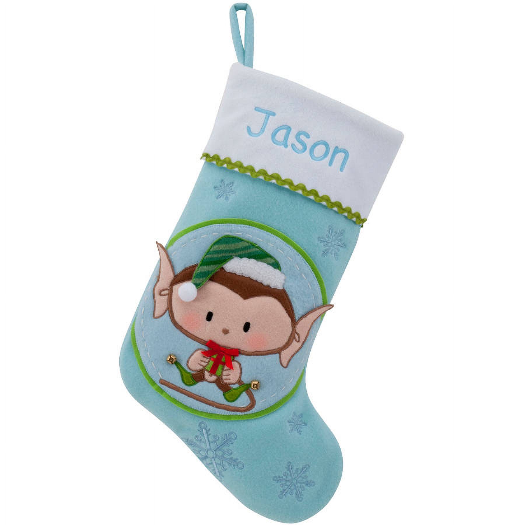 Personalized Baby Monkey Jingle Christmas Stocking Available In Multiple Colors