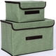 thumbnail image 2 of Juego de contenedores de almacenamiento plegables de tela de lino, caja de almacenamiento plegable, cesta organizadora de contenedores cúbicos con tapa, asas de cuero,, 2 of 5