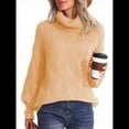 thumbnail image 2 of Suéter de Cuello Alto, Larga, Estilo Globo, Liso, para Mujer, para Invierno y Otoño. Albaricoque M, 2 of 6
