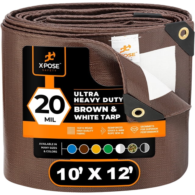 Lona Ultra Resistente Xpose Safety 10x12 pies Marrón/Blanco 20 Mil