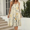 HANSHBDB Pastel Yellow Ditsy988 Women's Maxi Summer Dress , Loose