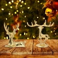 thumbnail image 5 of 2 Pcs Christmas Reindeer Figurines Small Metal Standing Sitting Deer Statues Mini Reindeer Christmas Table Decorations for Home Indoor Xmas Holiday Rustic Decor, 5 of 5