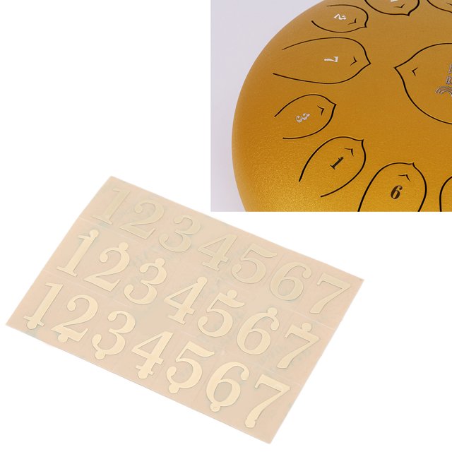 Pegatinas de Tambor de Lengua de Acero, Buena Adhesión de Tambor Etéreo Nota de Tambor Identificación de Aceite Resistente a Aceite Para Abrenamiento de Percusión para