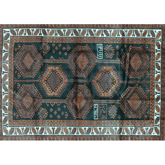 Ahgly Company Indoor Rectangle Persian Light Blue Traditional Area Rugs, 5' x 7'