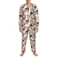 thumbnail image 3 of Fuzoiu Watercolor Plants Print Men's Long-Sleeved Pajama,Lounge Button Down Nightwear,Mens Notch Collar Pajama Set -Small, 3 of 7