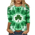 thumbnail image 4 of Mceream St Patricks Day Shirt Women 3/4 Sleeve T Shirts fashion Funny Green Shamrock Printed Graphic Saint Patrick's Tee Holiday Tops Ladies St Patricks Day Tshirts Green M, 4 of 5