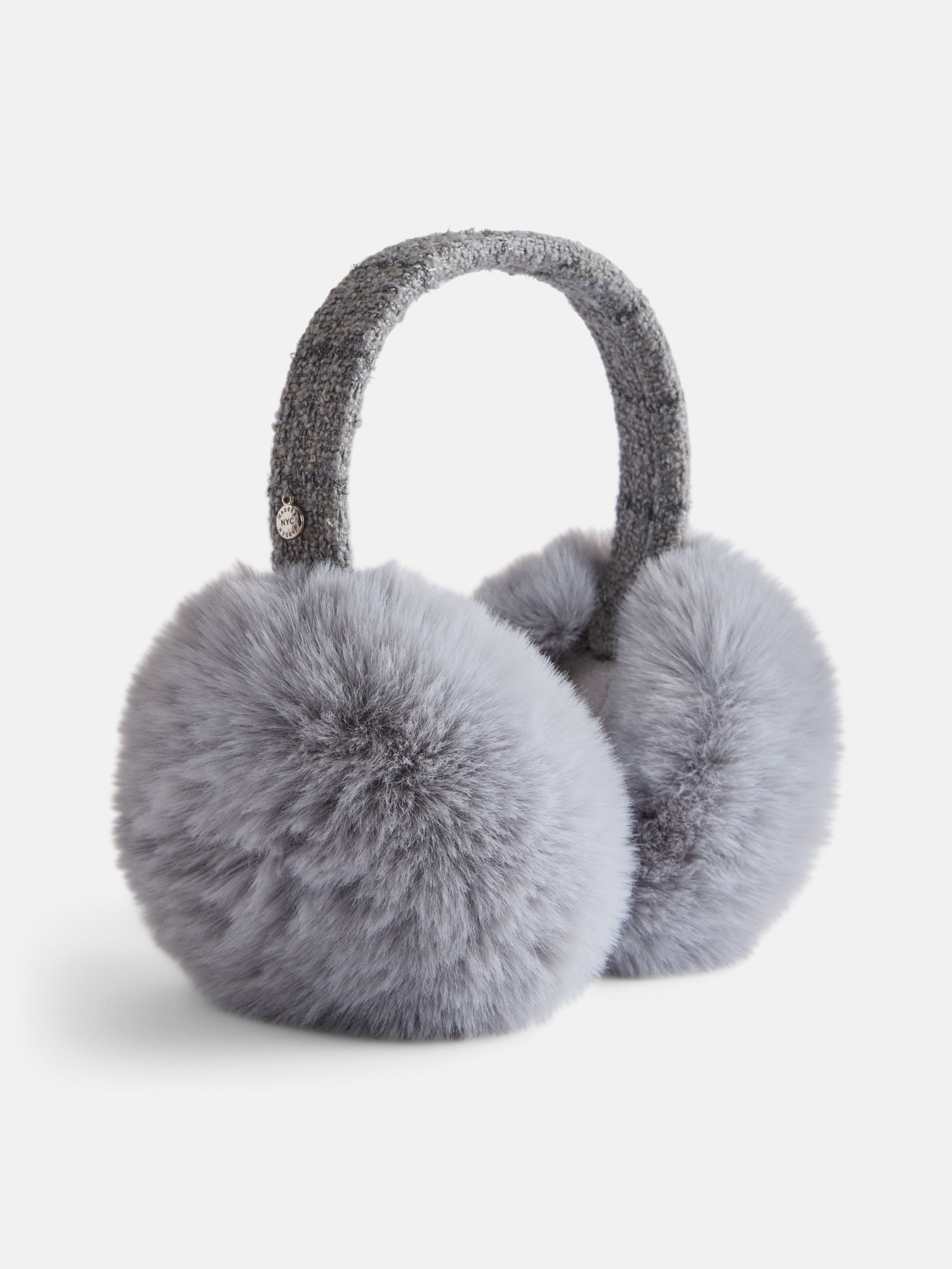 MNYC Women's Boucle Sequin Trim Earmuff, Gray