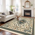 thumbnail image 3 of Vintage Flowers Pattern Washable Area Rug 6 x 9 ft Retro Classical Bohemian Style , Soft Non Slip Rugs Stain Repellent Indoor Felt Carpet for Living Dining Room Bedroom Home Office, 3 of 9