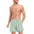 thumbnail image 3 of FORMRS Mens Swim Trunks Mesh Liner Quick Dry Casual Beach Board Shorts with Pockets, Sizes S-2XL, Green Stripe Pattern, 3 of 9