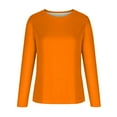 thumbnail image 4 of Atogsazn Womens Crew Neck Solid Color Sweatshirts Long Sleeve Casual Pullover Cute Lightweight Loose Tops Orange L, 4 of 5
