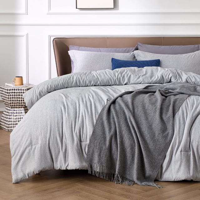Juego de edredón Bedsure Queen, ropa de cama suave, gris, 3 piezas