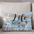 thumbnail image 3 of Turquoise Beach Throw Pillow Cover 12 x 20 Inch Decorative Pillow Cover Coastal Starfish Retro Wooden Plank Lumbar Pillowcase Seasonal Rectangle Cushion Case for Couch Sofa Bed Living Room, 3 of 7