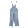 thumbnail image 4 of UACY Teen Girls Y2K Denim Overalls, Adjustable Strap Baggy Wide Leg Jean Jumpsuit Preppy Aesthetic School Uniform with Pockets (Light Blue, 5-6 Years), 4 of 9