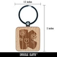 thumbnail image 2 of Sweet and Cute Flowers Rounded Block Letter K Square Keychain Charm Tag - Engraved Wood, 2 of 6